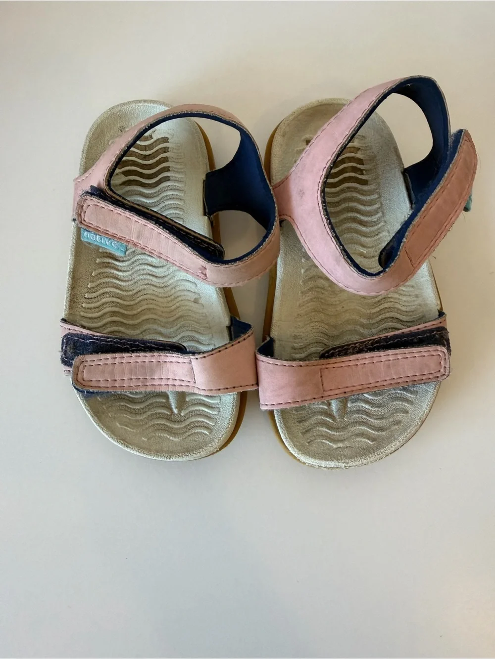 Native Kids Pink Hook-and-Loop Sandals with Cushioned Footbed toddler 6